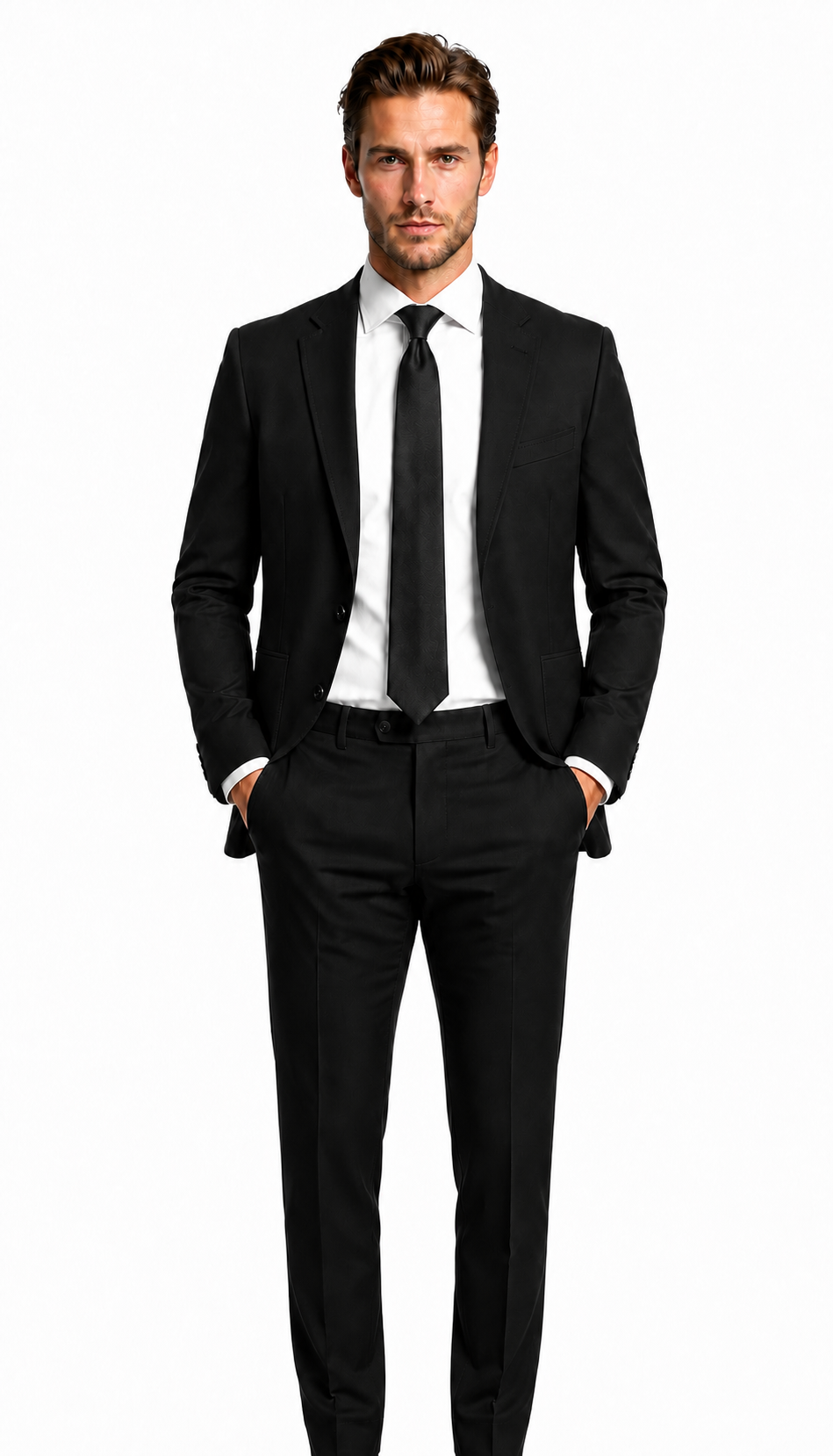 Zeke Stretch Suit Patch Pocket Black