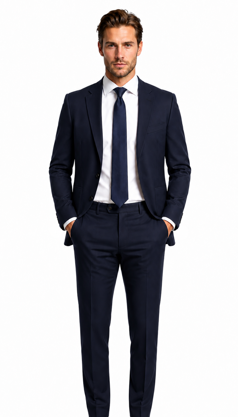 Zeke Stretch Suit Patch Pocket Navy